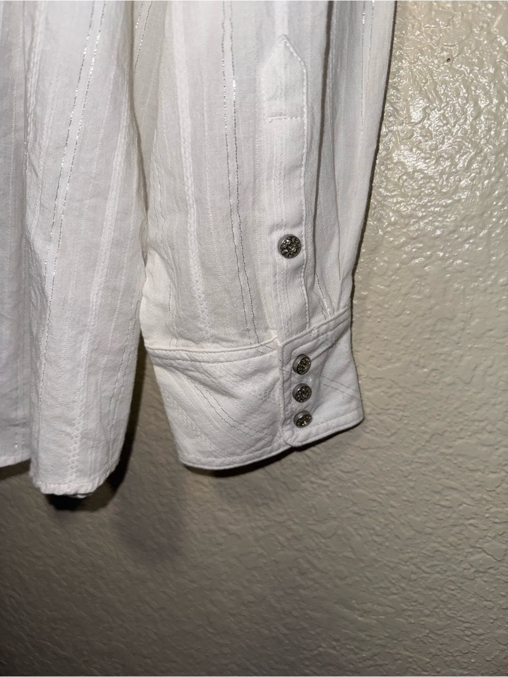 Ariat White Western Snap Shirt Women’s XL Metallic Stripe Top - Picture 10 of 16
